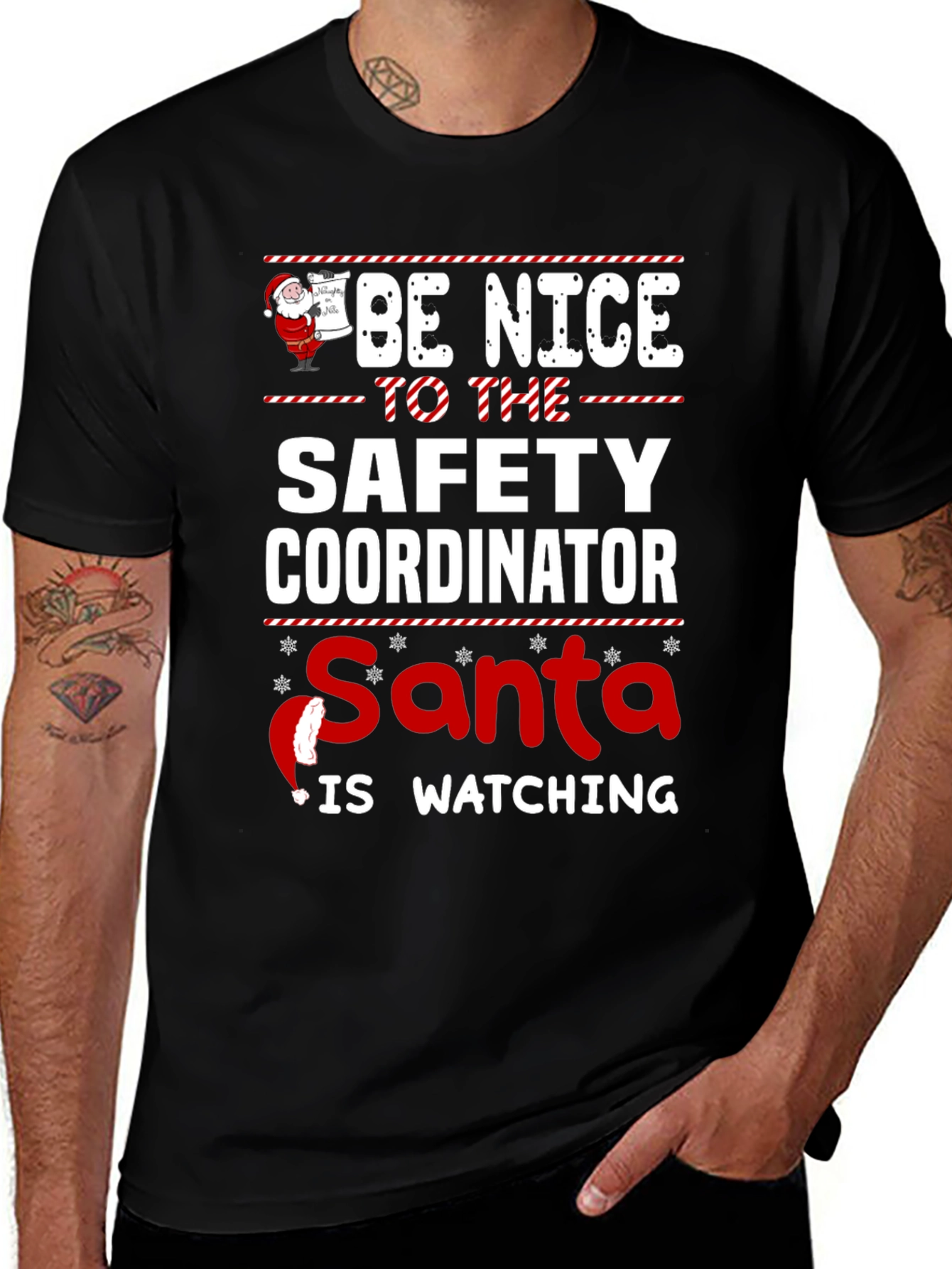 Funny Safety Coordinator Santa Watching T-Shirt