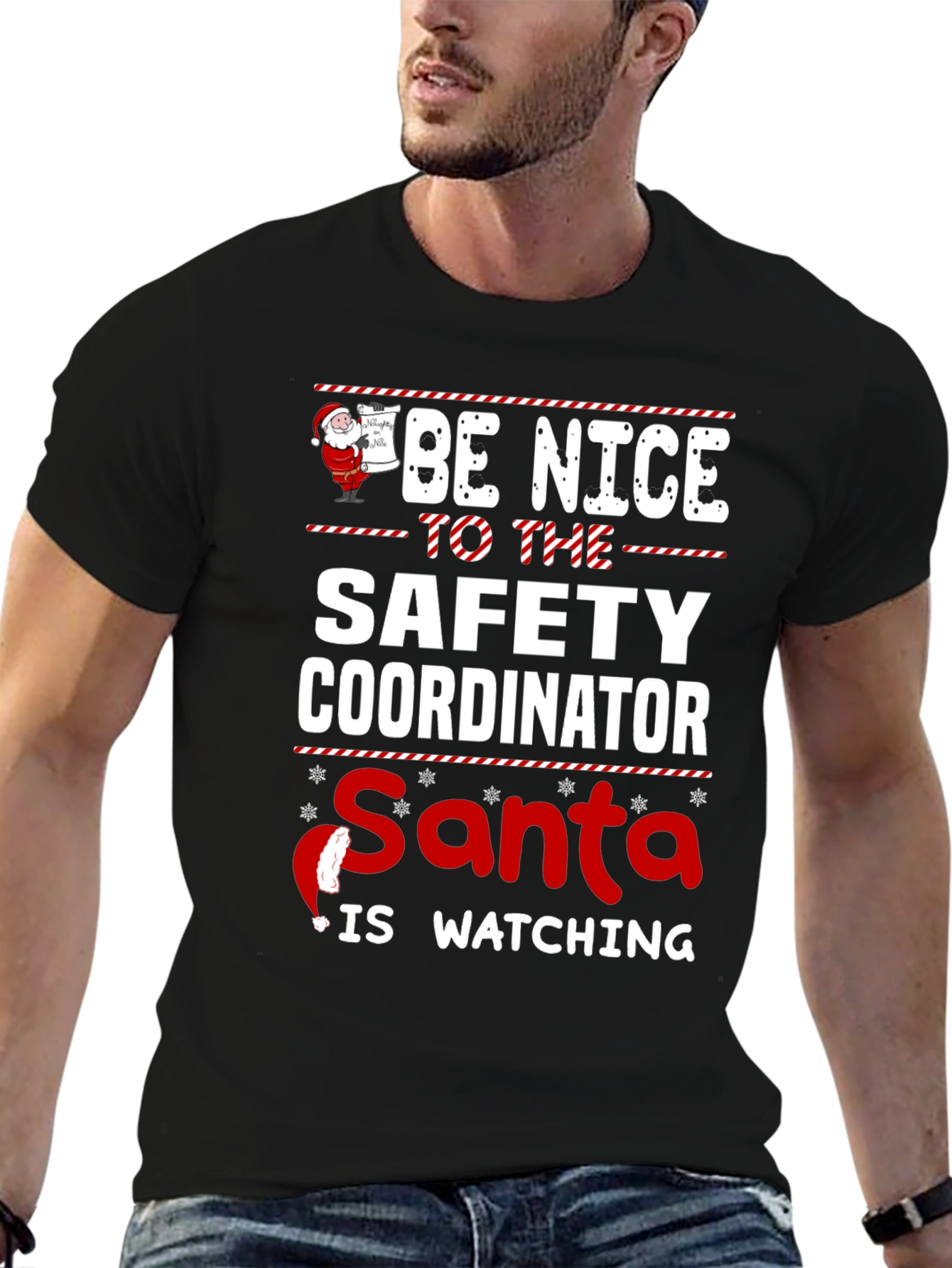Funny Safety Coordinator Santa Watching T-Shirt