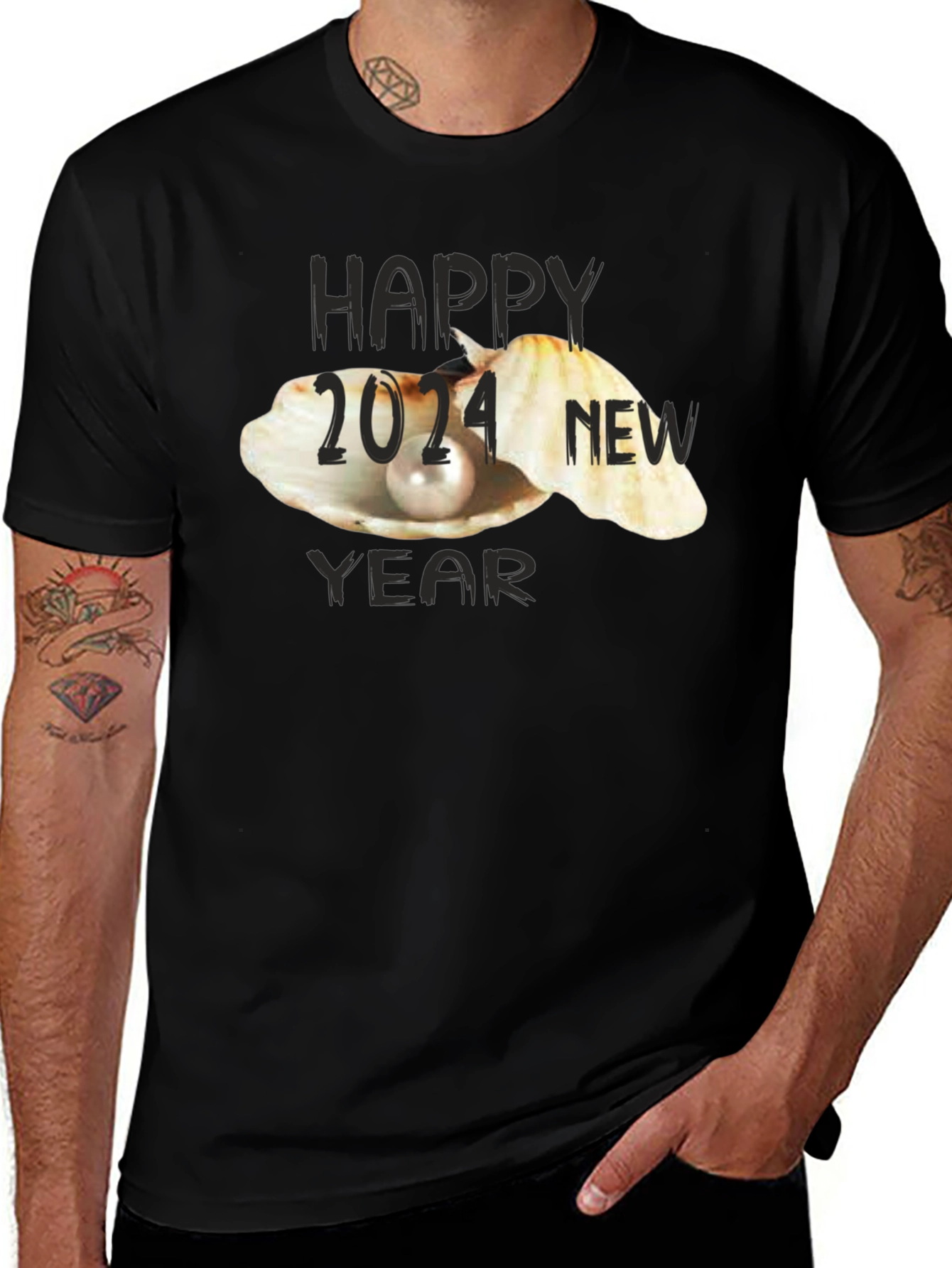 Happy New Year 2024 Black T-Shirt