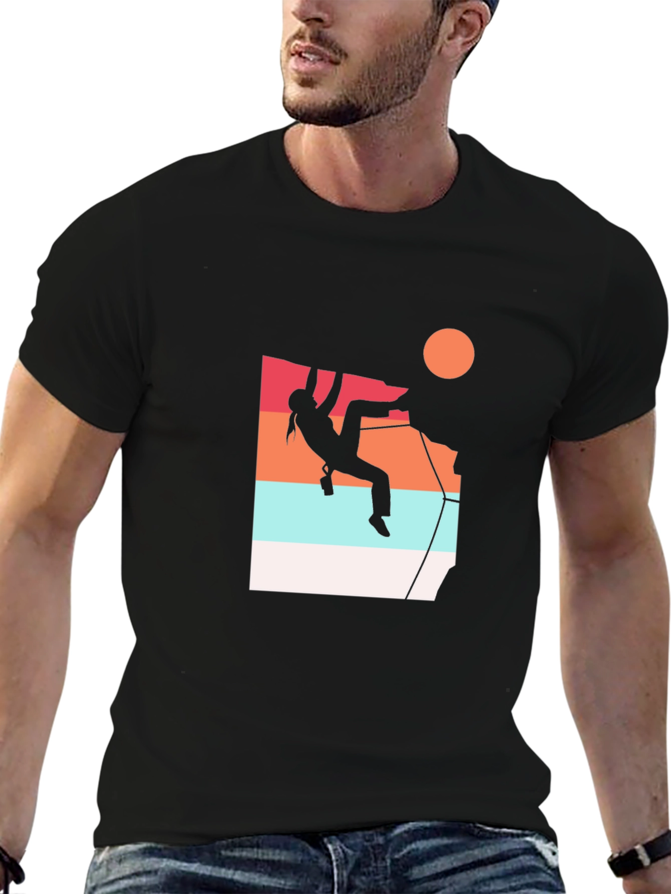 Climbing Silhouette Graphic Tee - Black