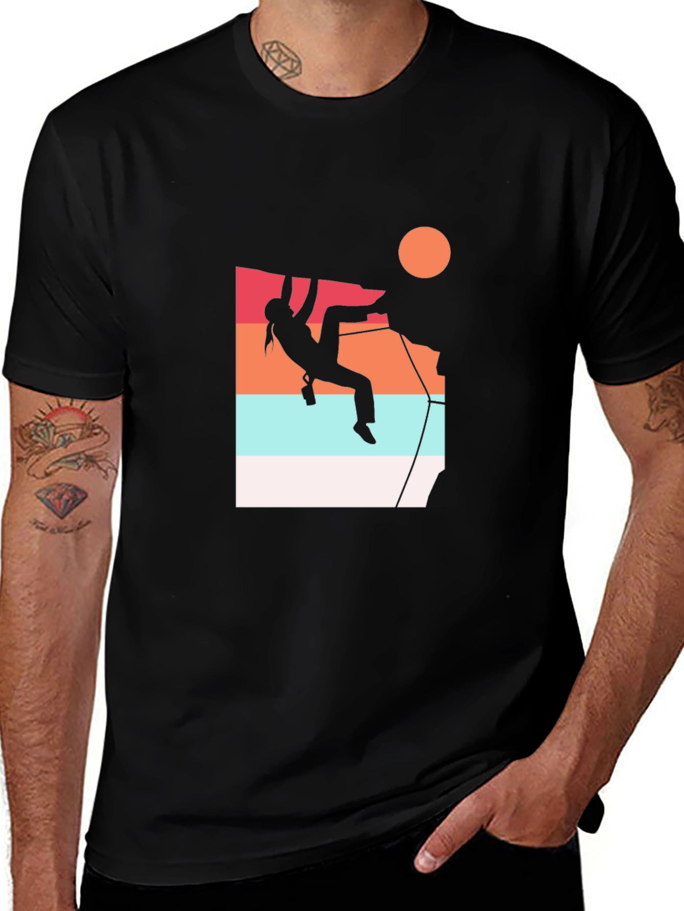 Climbing Silhouette Graphic Tee - Black