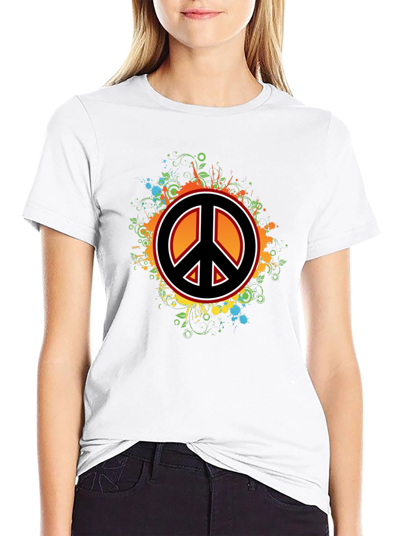 Peace Sign Graphic Tee - Mens Black T-Shirt