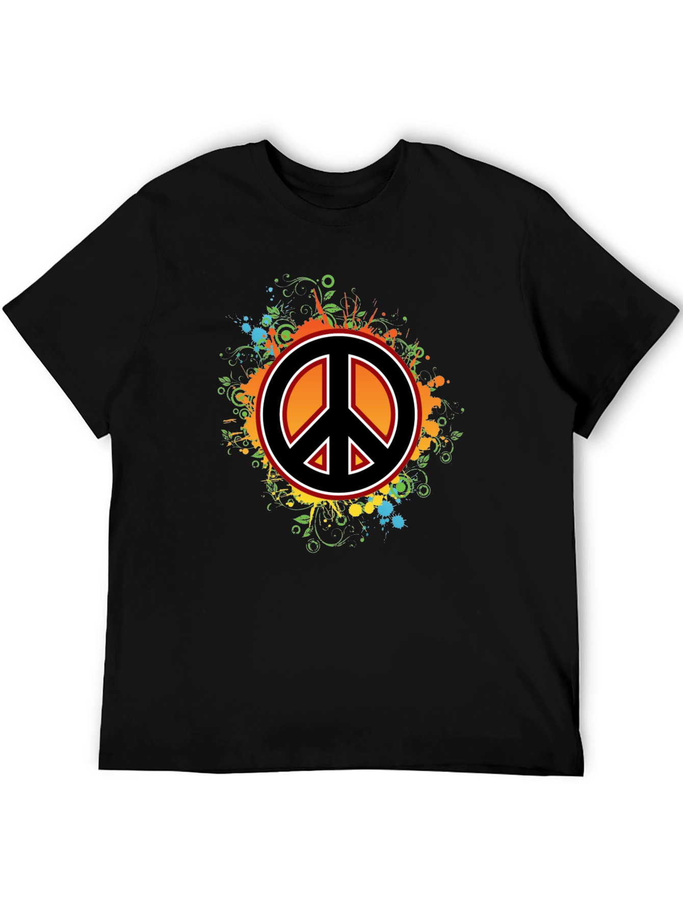 Peace Sign Graphic Tee - Mens Black T-Shirt