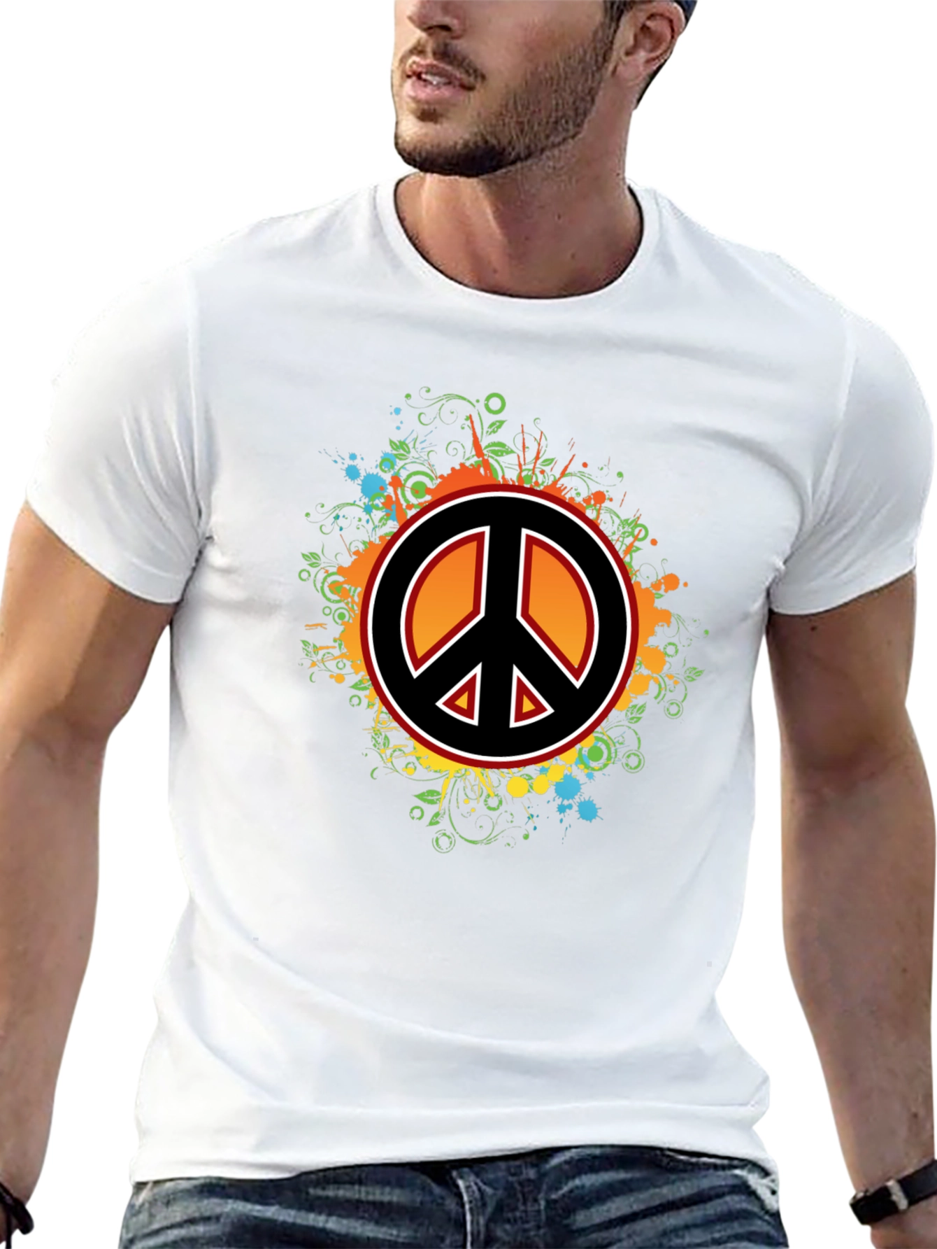 Peace Sign Graphic Tee - Mens Black T-Shirt
