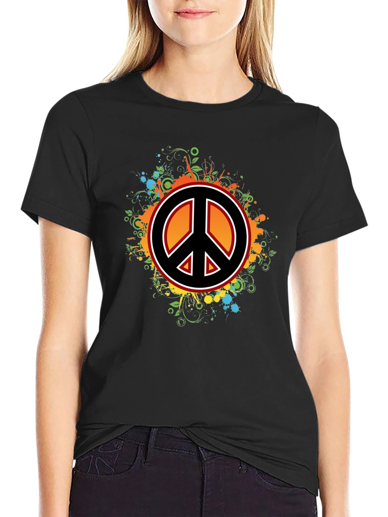 Peace Sign Graphic Tee - Mens Black T-Shirt