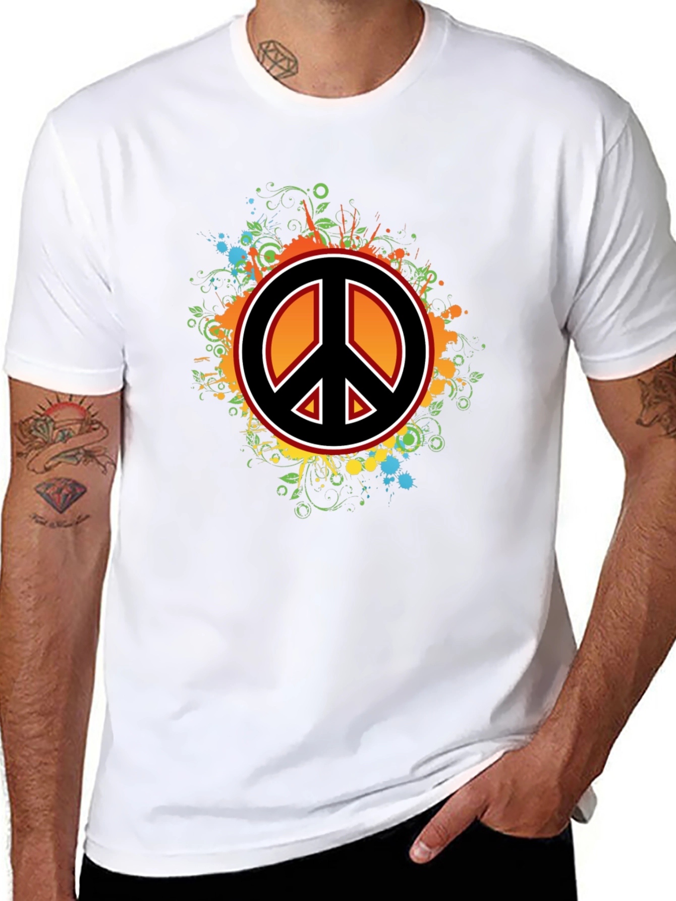 Peace Sign Graphic Tee - Mens Black T-Shirt