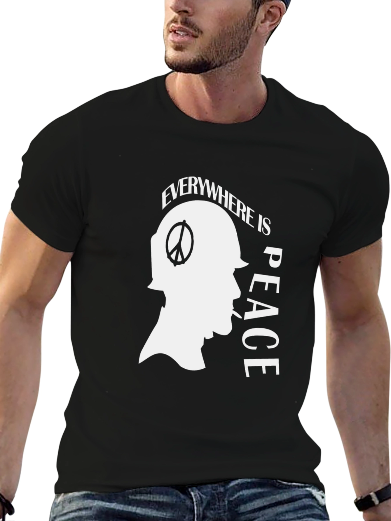 Peace Everywhere Black Graphic Tee