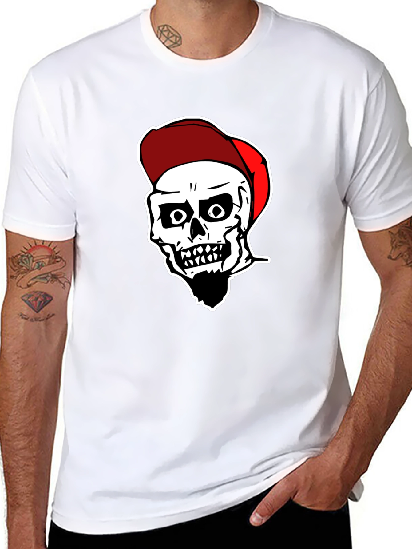 Skull Graphic Tee: Black Cotton Blend