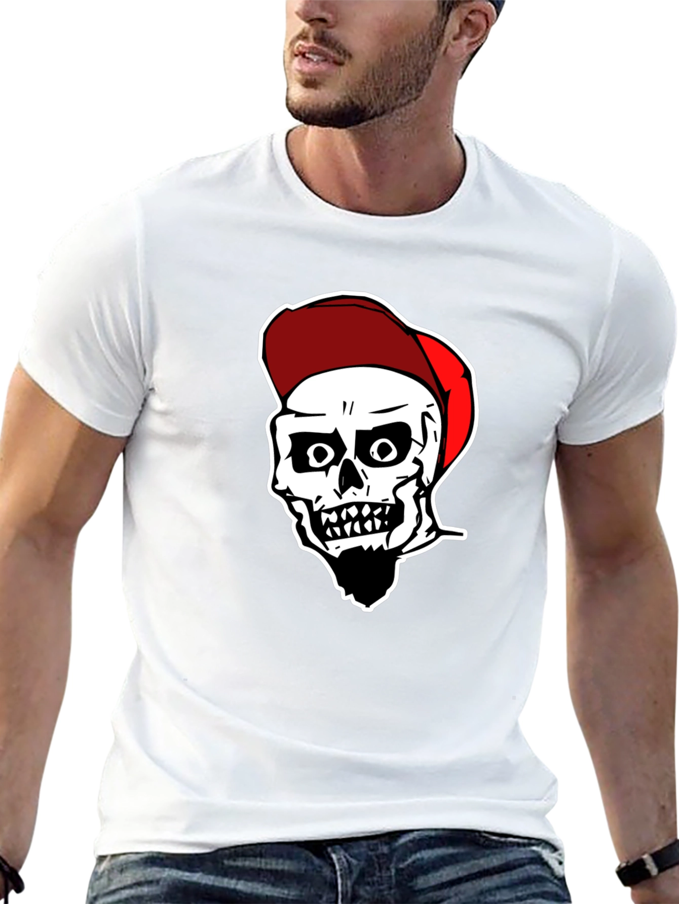 Skull Graphic Tee: Black Cotton Blend