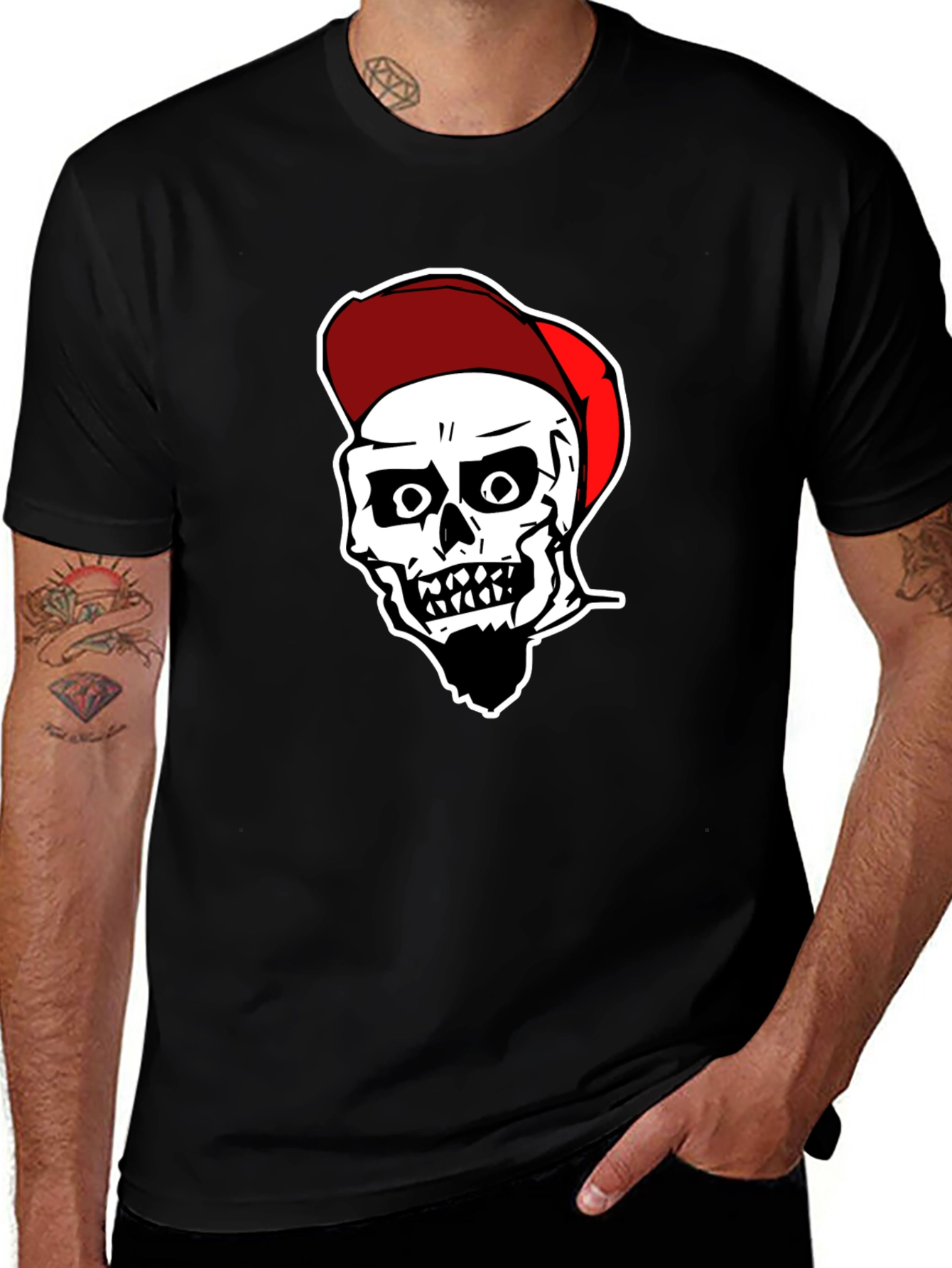 Skull Graphic Tee: Black Cotton Blend