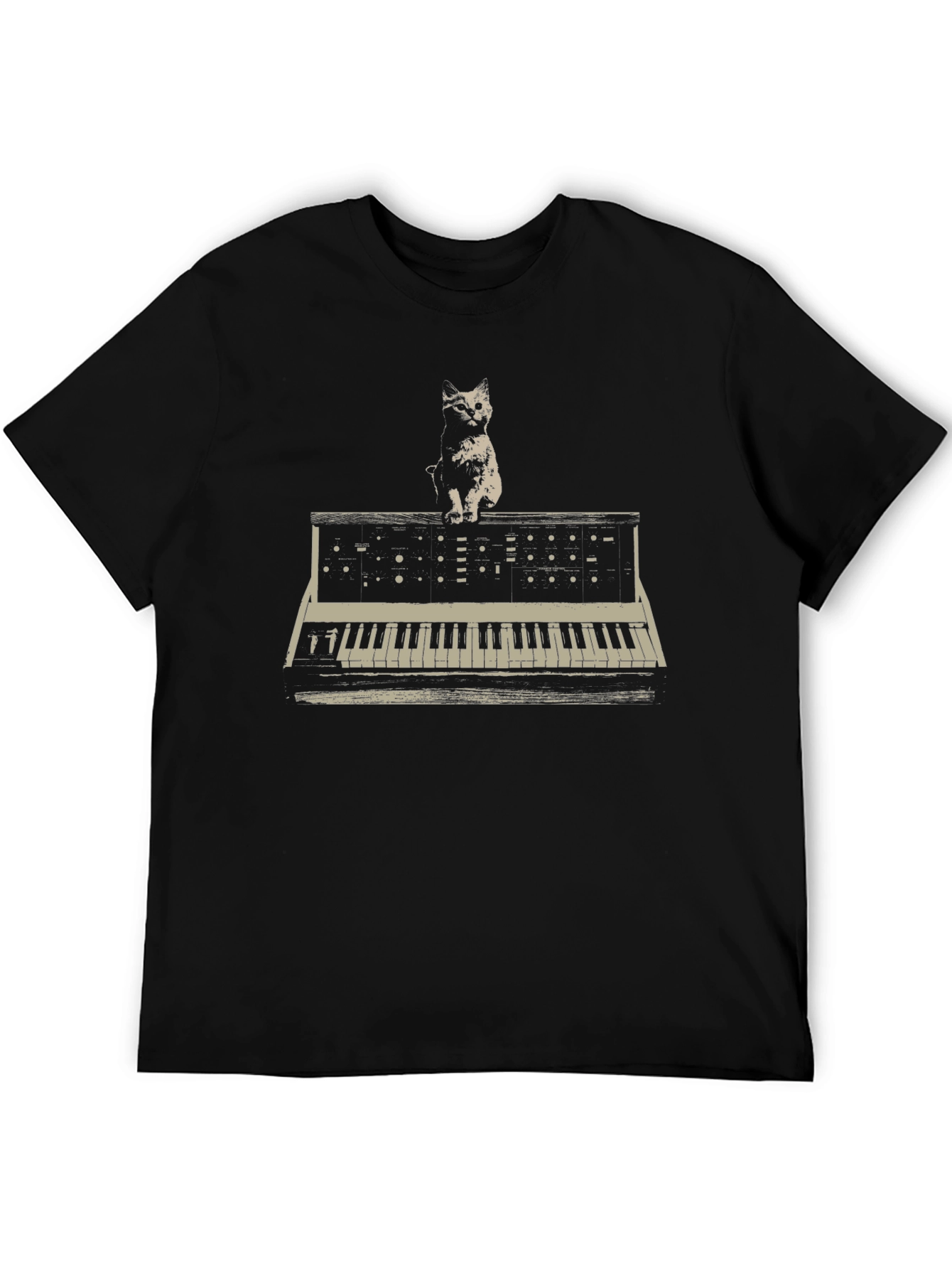 Cat Keyboard Synthesizer Graphic T-Shirt