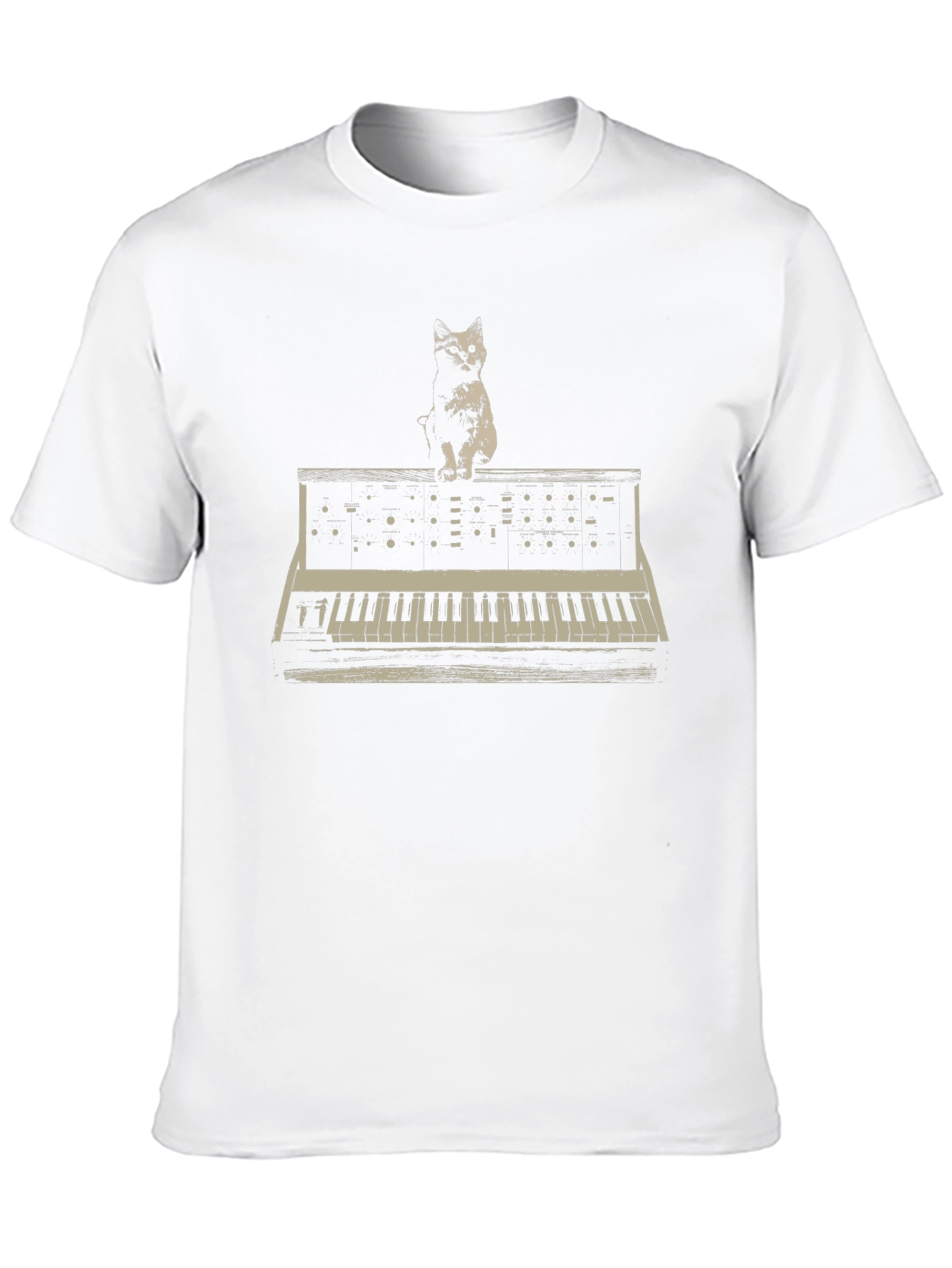 Cat Keyboard Synthesizer Graphic T-Shirt