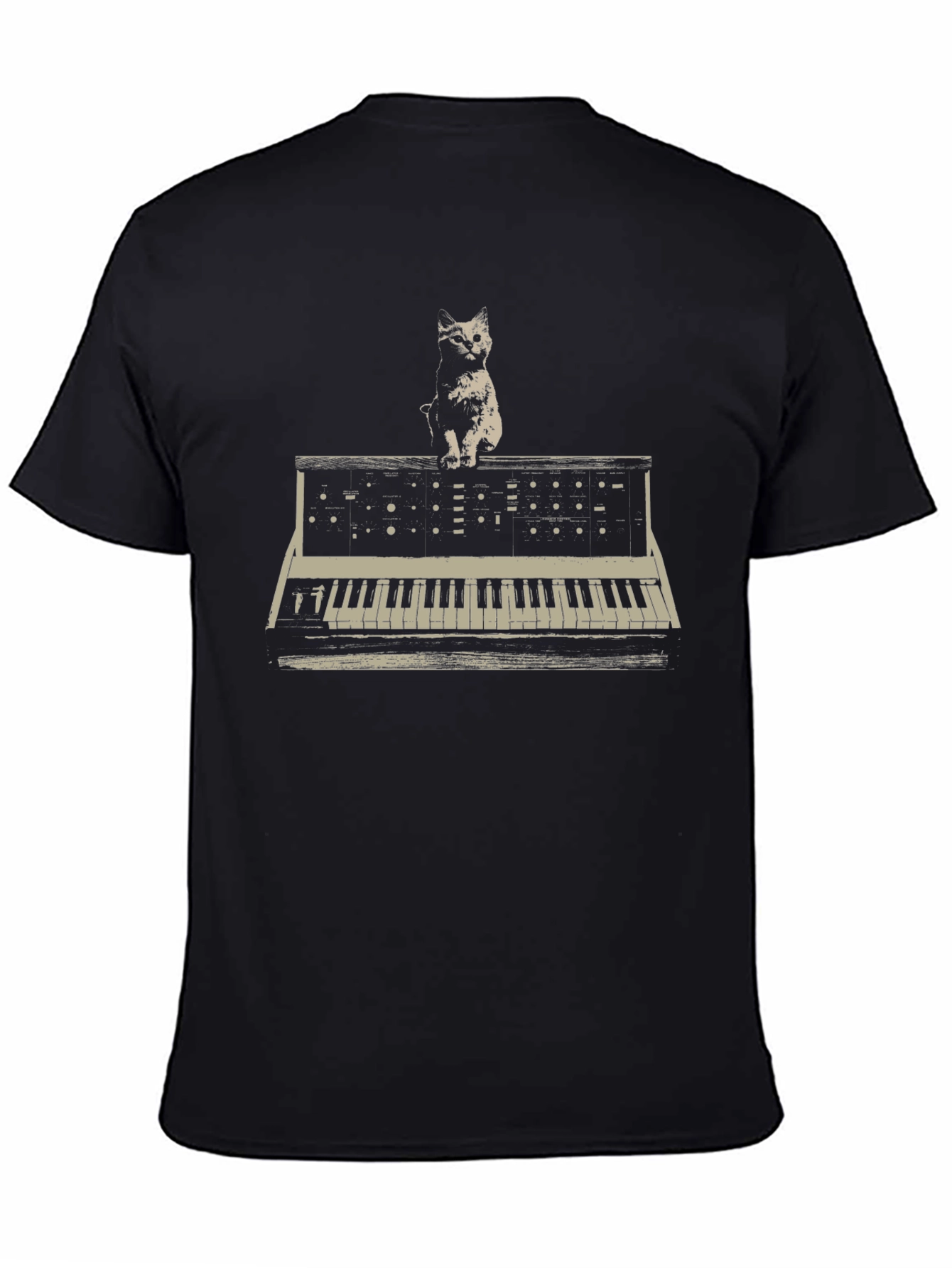 Cat Keyboard Synthesizer Graphic T-Shirt