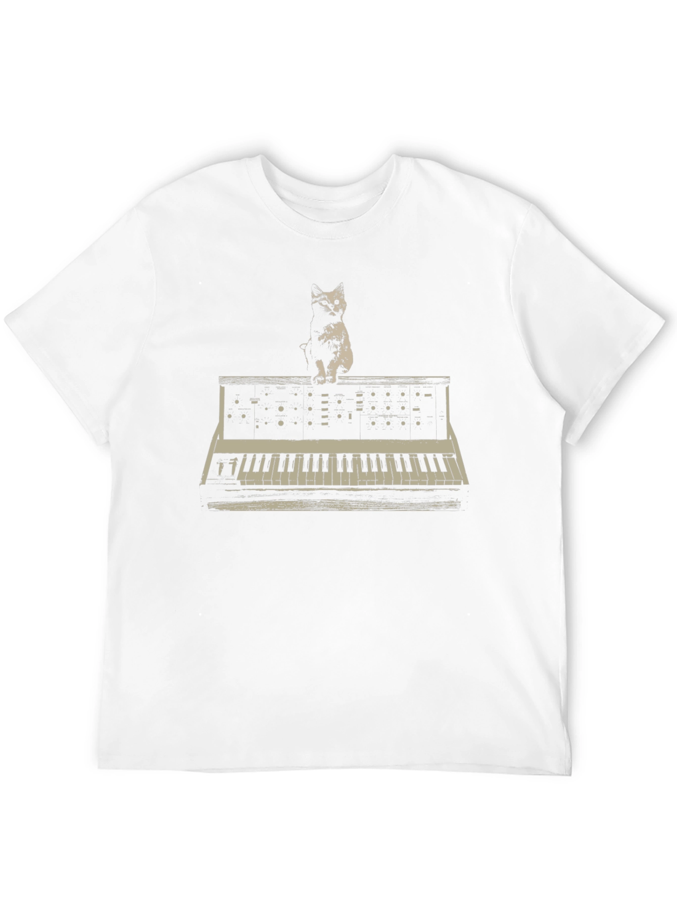 Cat Keyboard Synthesizer Graphic T-Shirt