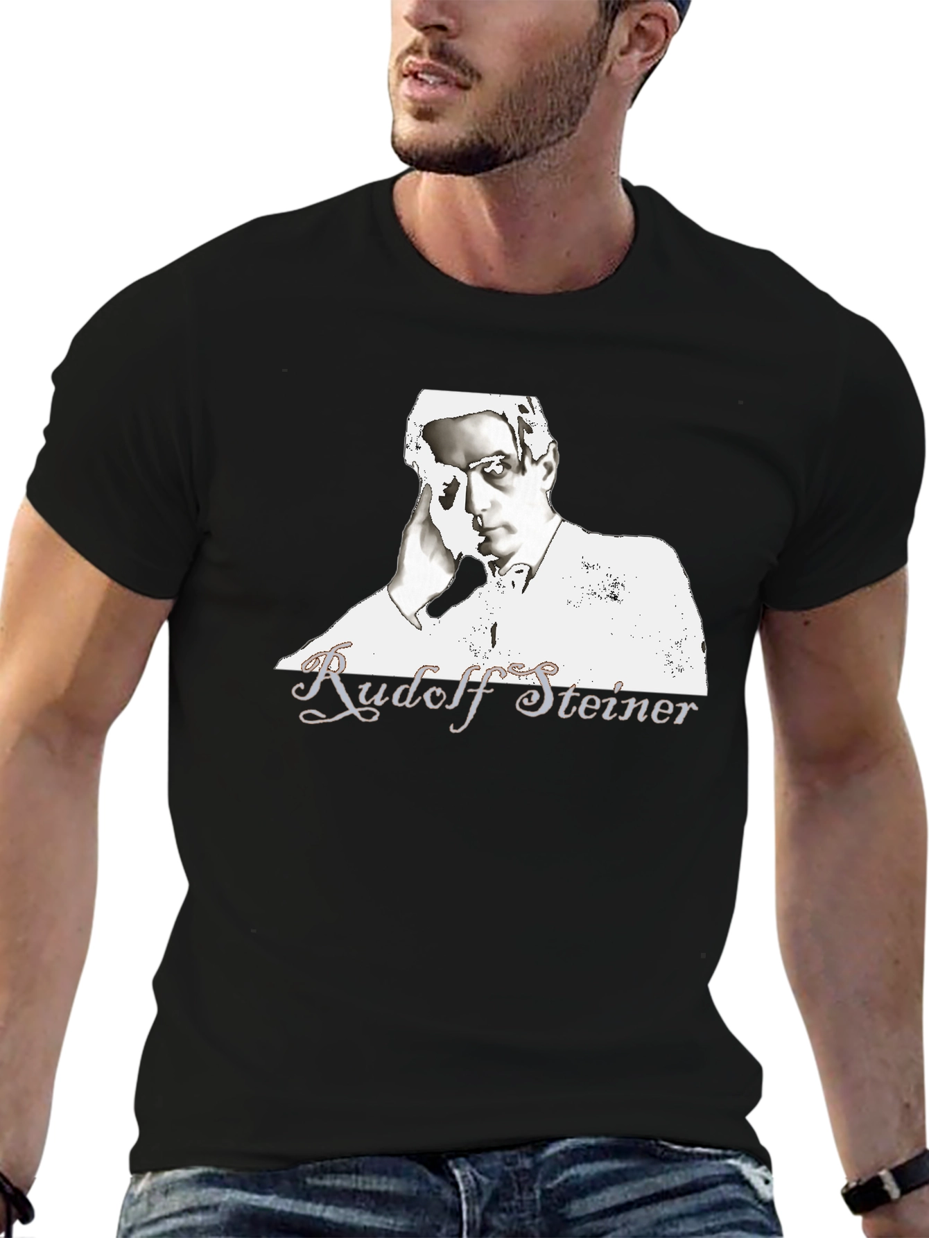 Rudolf Steiner Graphic Tee - Black Cotton T-Shirt
