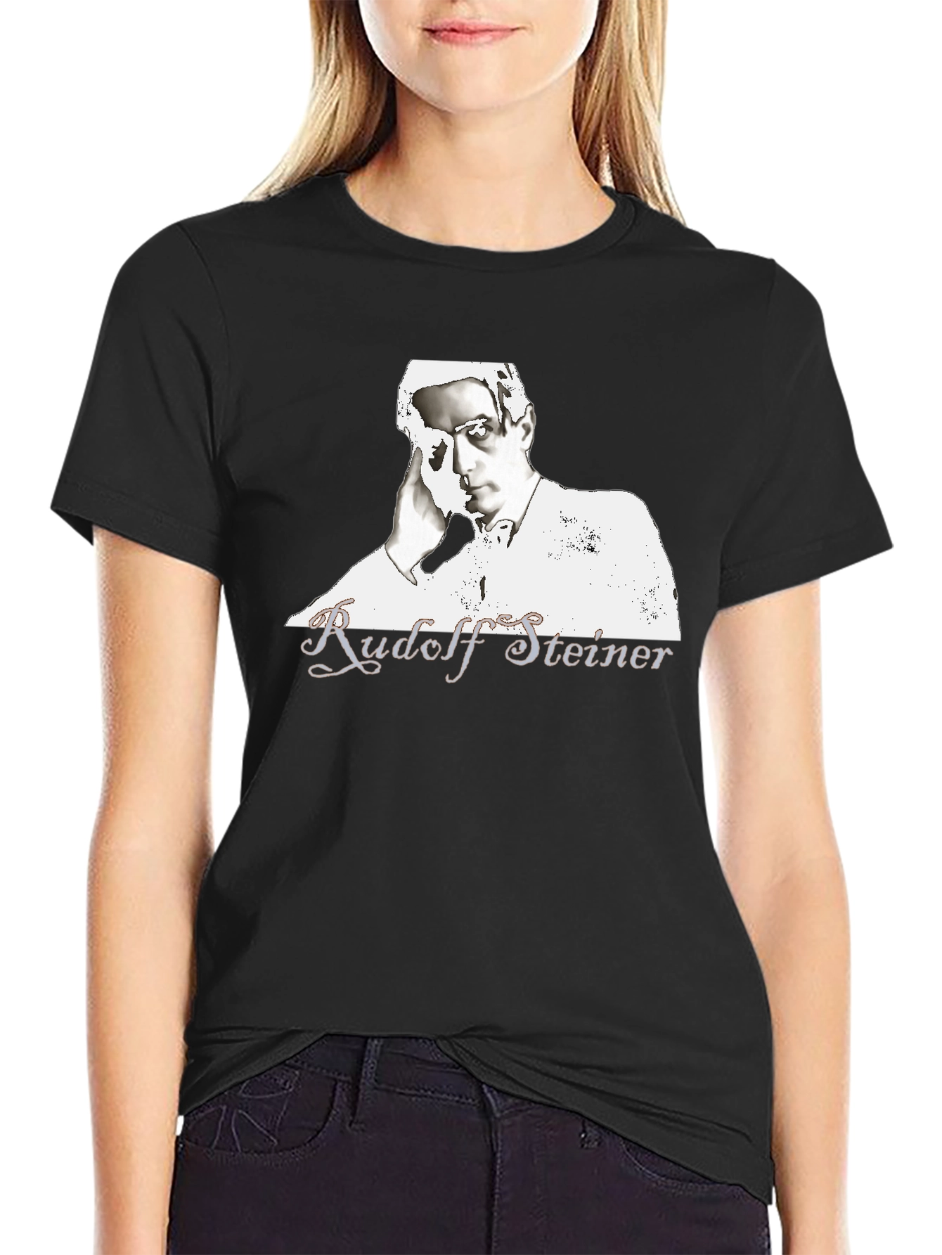 Rudolf Steiner Graphic Tee - Black Cotton T-Shirt