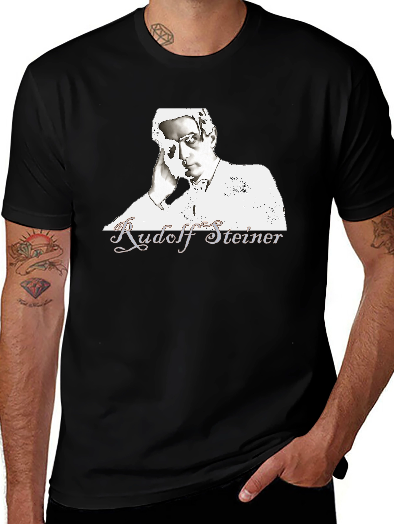 Rudolf Steiner Graphic Tee - Black Cotton T-Shirt