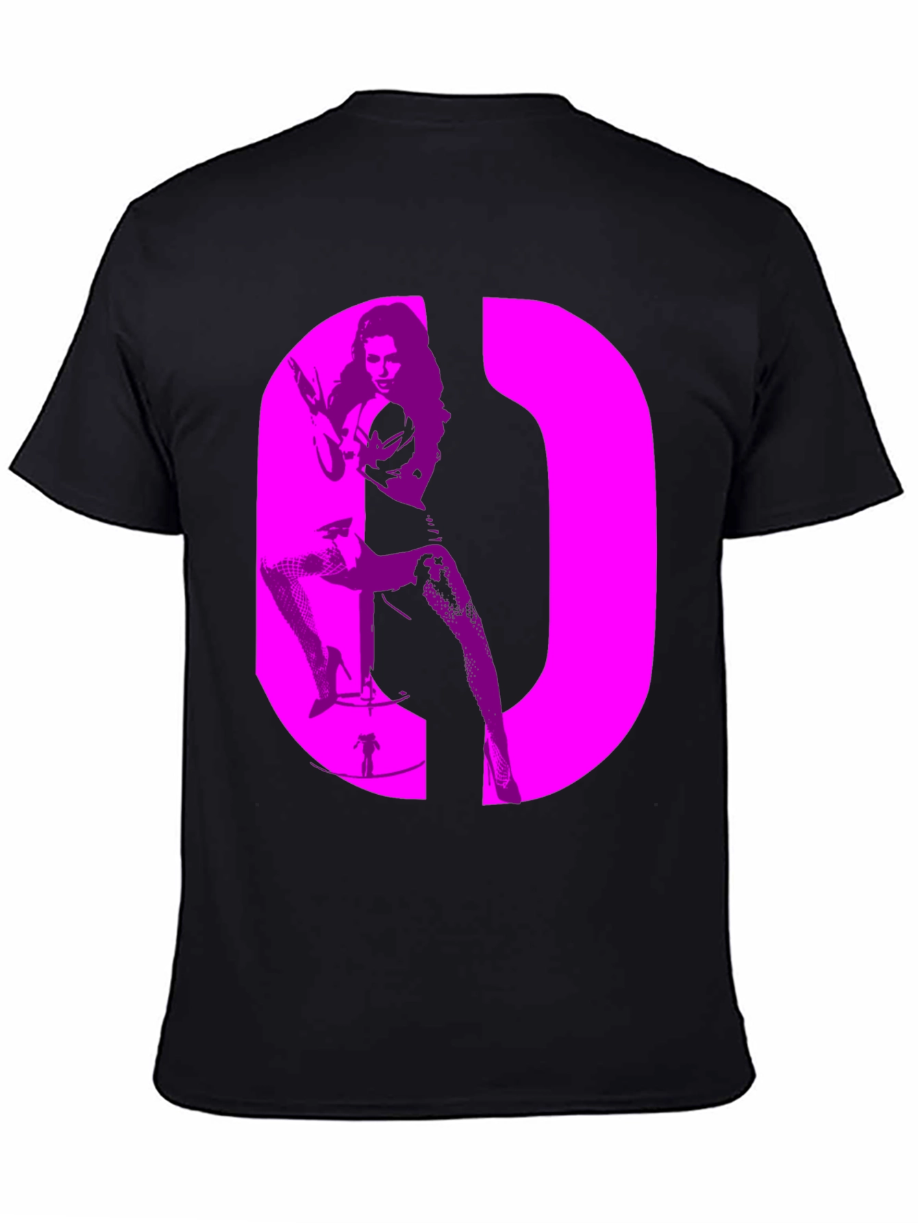 Retro Style Graphic Tee - Bold Pink Silhouette Design