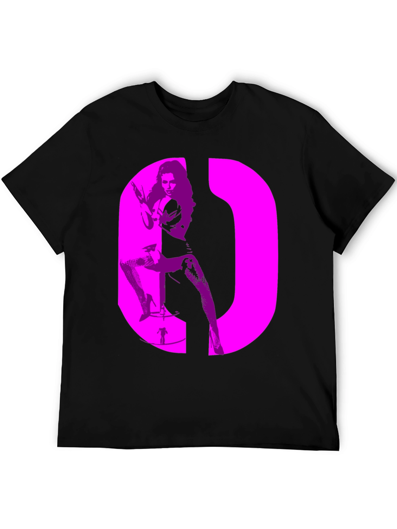 Retro Style Graphic Tee - Bold Pink Silhouette Design