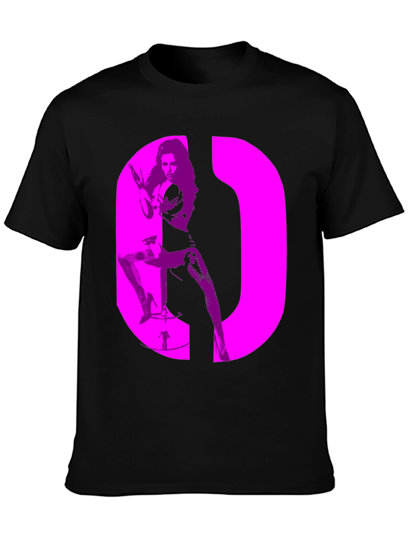 Retro Style Graphic Tee - Bold Pink Silhouette Design