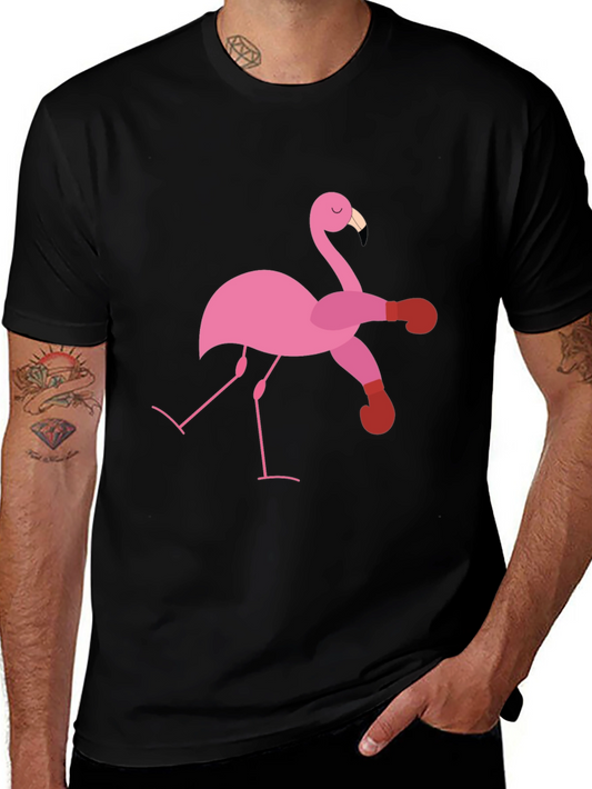 Flamingo Boxer Black T-Shirt