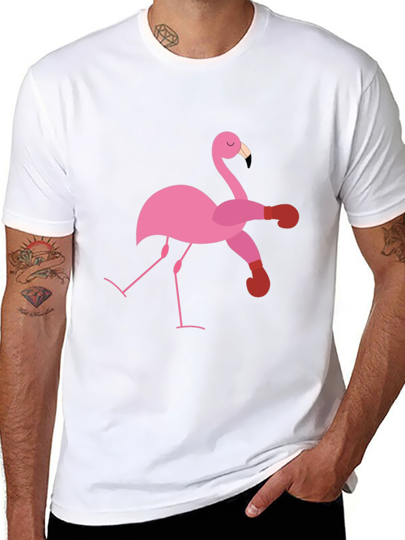 Flamingo Boxer Black T-Shirt