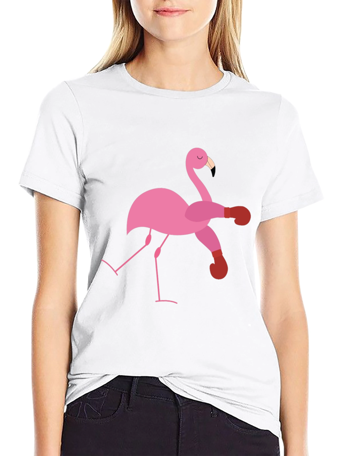 Flamingo Boxer Black T-Shirt