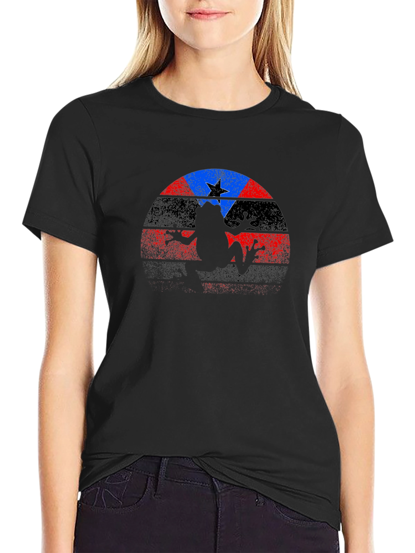 Coqui Frog Puerto Rico Flag Graphic T-Shirt