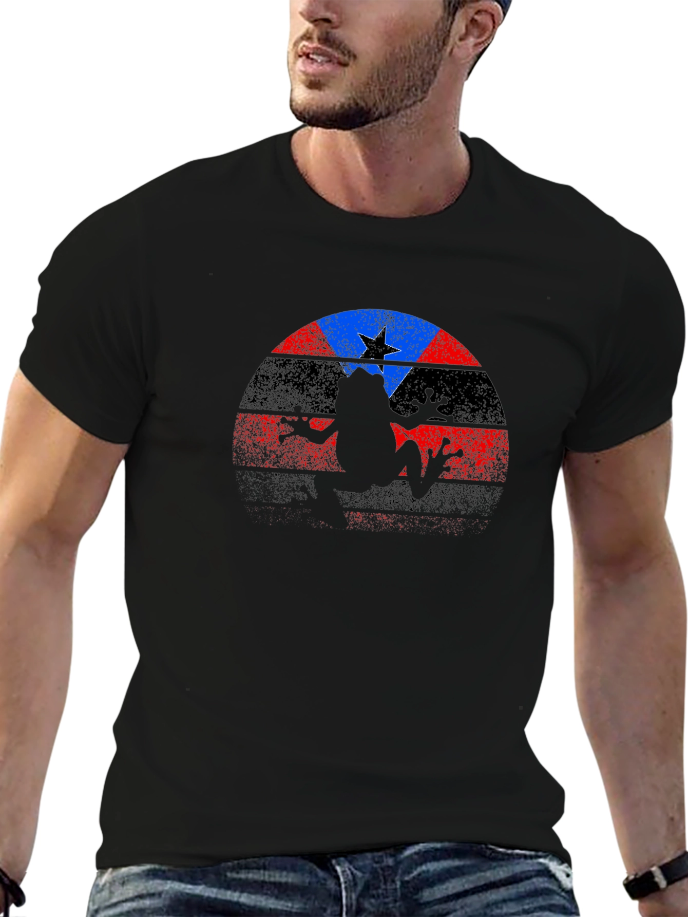 Coqui Frog Puerto Rico Flag Graphic T-Shirt