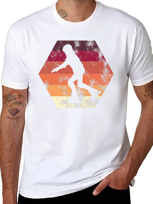 Retro Roller Skate T-Shirt - Vintage Hexagon Design
