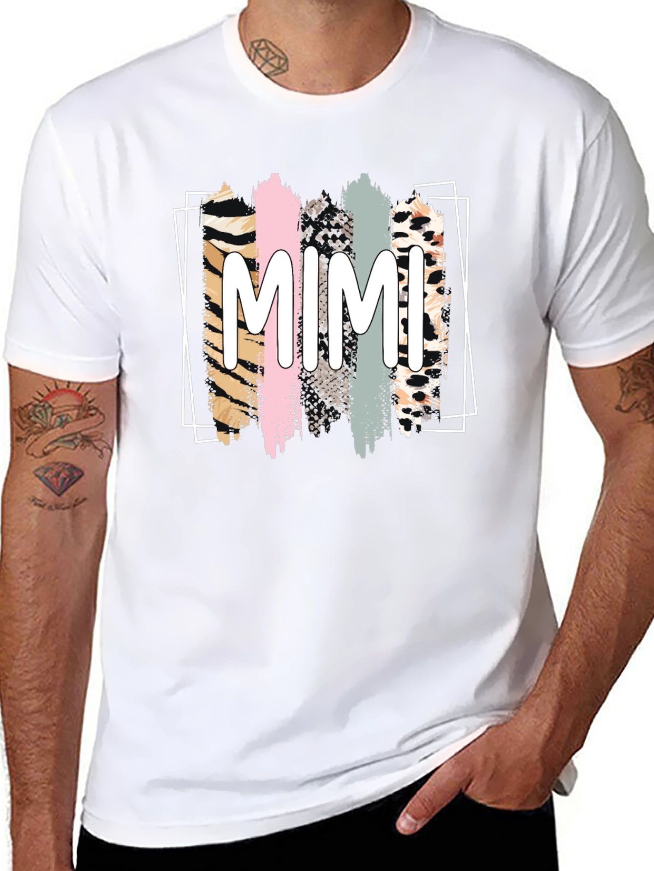 MIMI Graphic Tee - Animal Print Stripes
