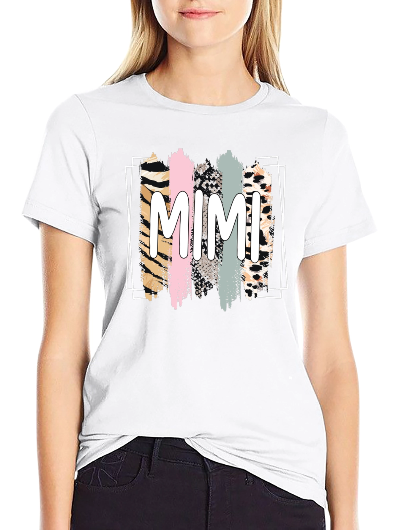 MIMI Graphic Tee - Animal Print Stripes