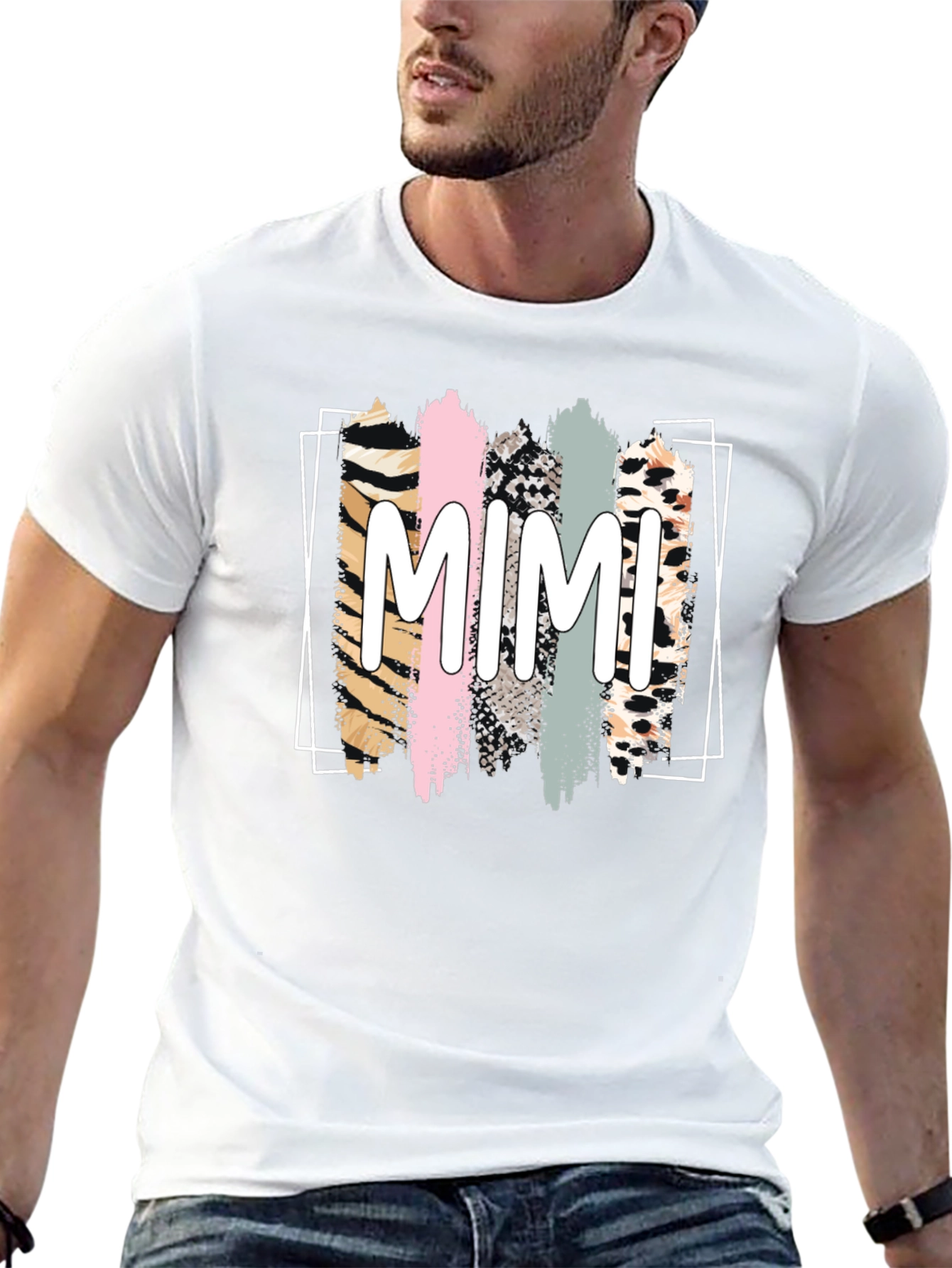 MIMI Graphic Tee - Animal Print Stripes