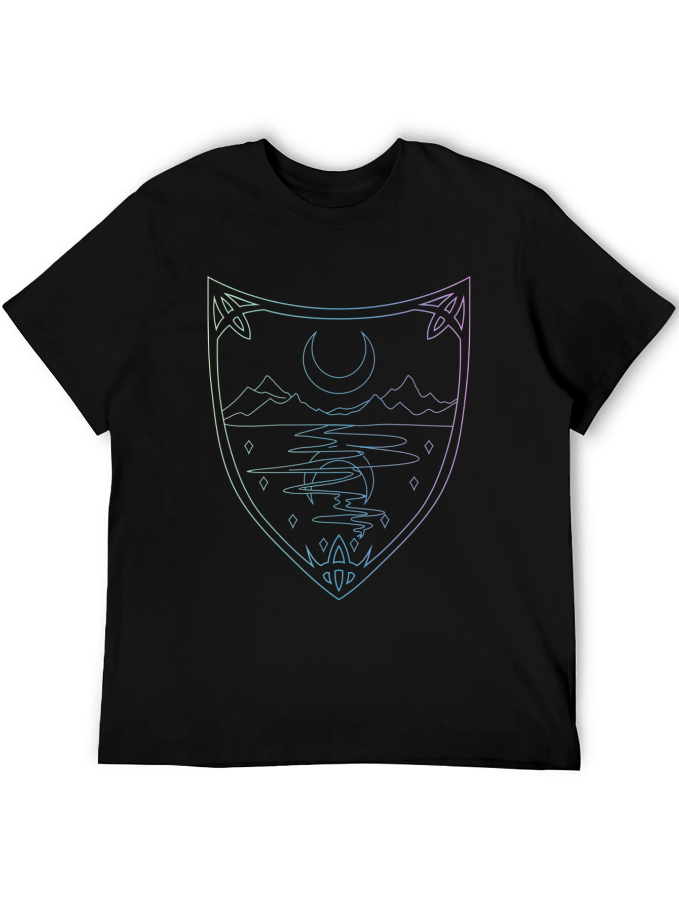 Mystic Crescent Shield T-Shirt - Mens Black Tee