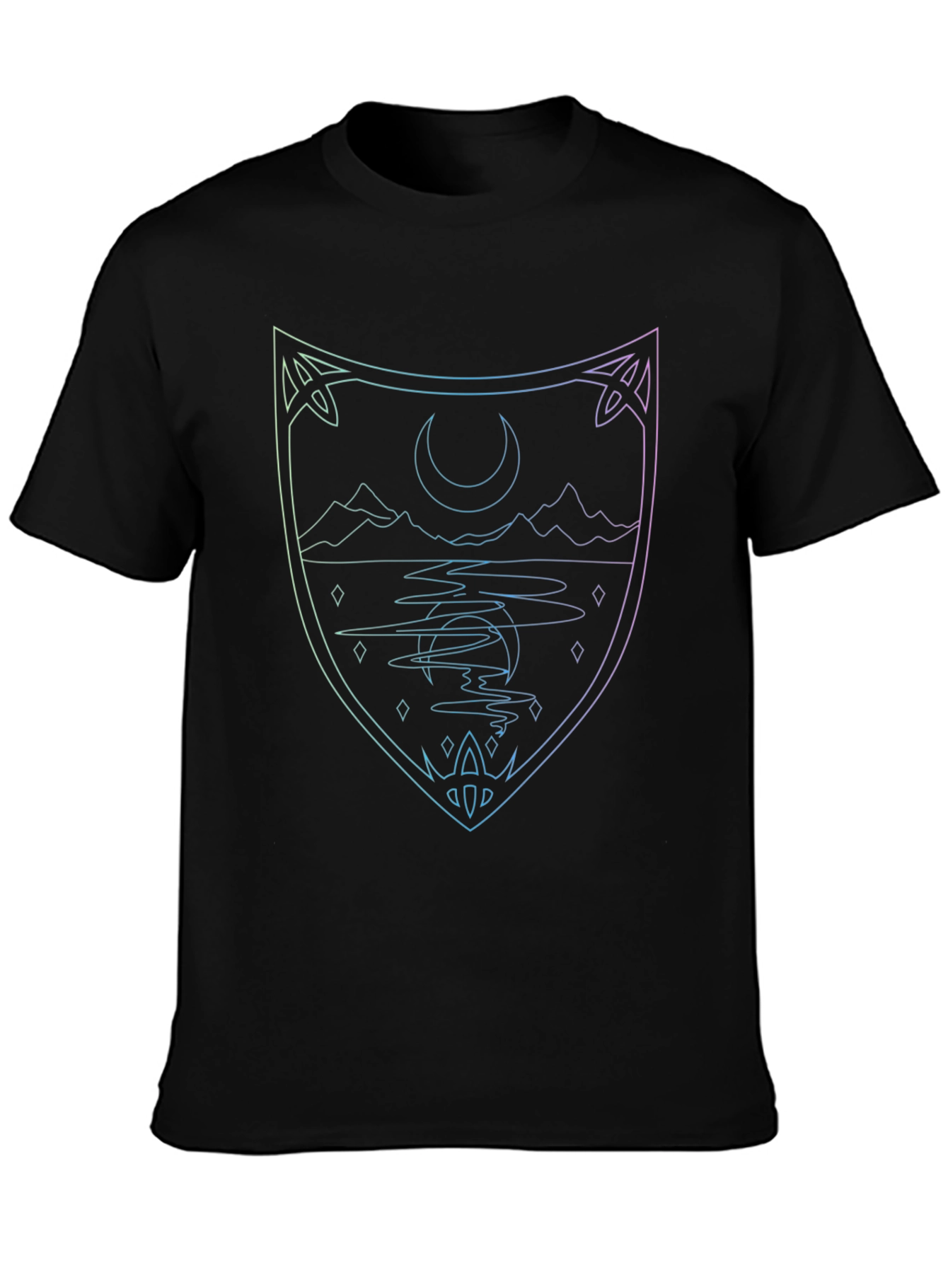 Mystic Crescent Shield T-Shirt - Mens Black Tee