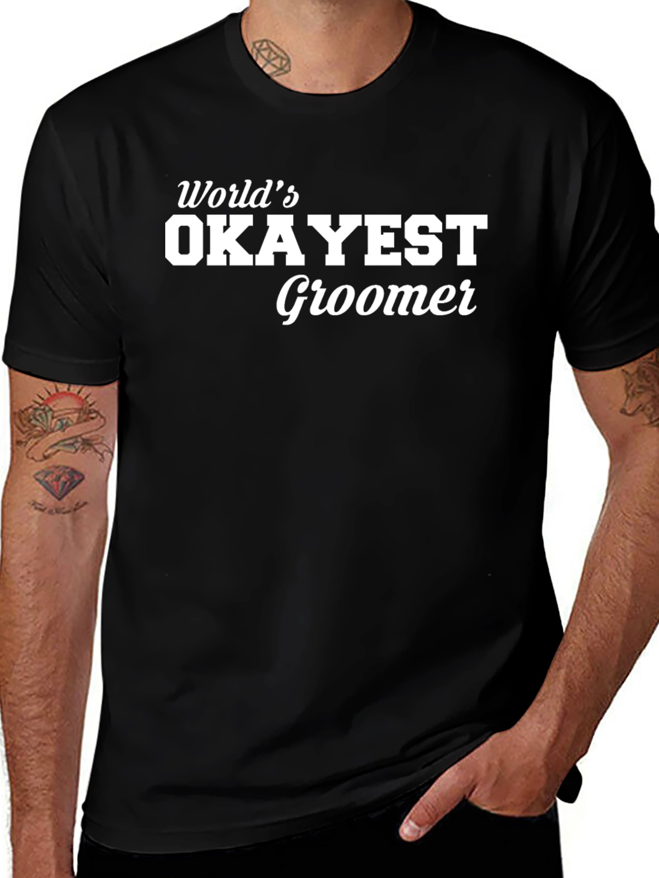 Worlds Okayest Groomer Funny T-Shirt
