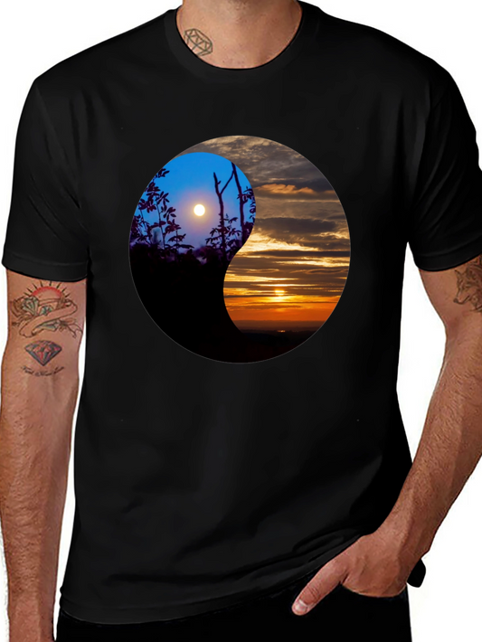Yin Yang Sunset & Moon T-Shirt - Balance & Style