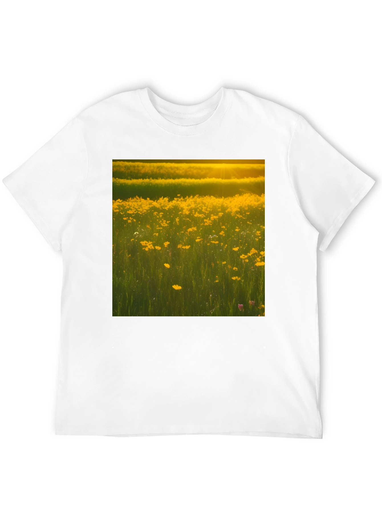 Golden Meadow Graphic Tee - Black Cotton T-Shirt
