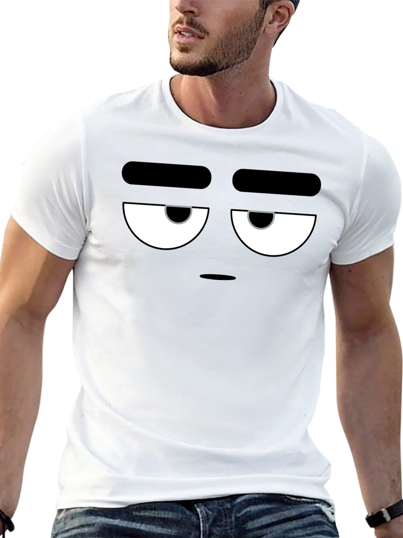 Grumpy Face Graphic Tee - Black