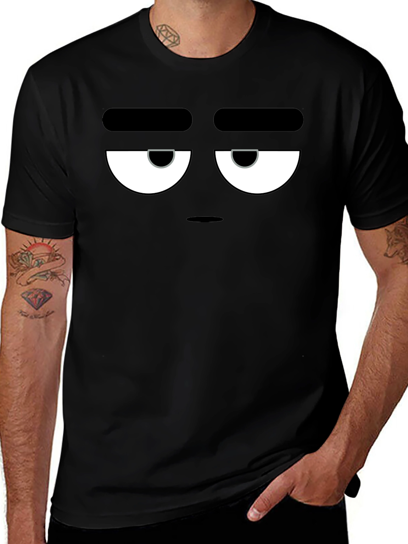 Grumpy Face Graphic Tee - Black