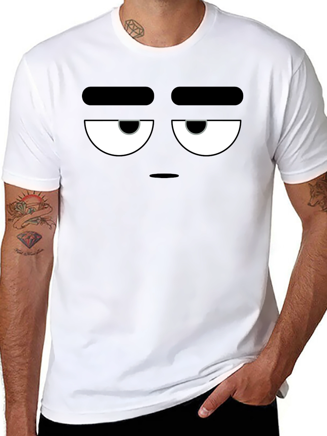 Grumpy Face Graphic Tee - Black