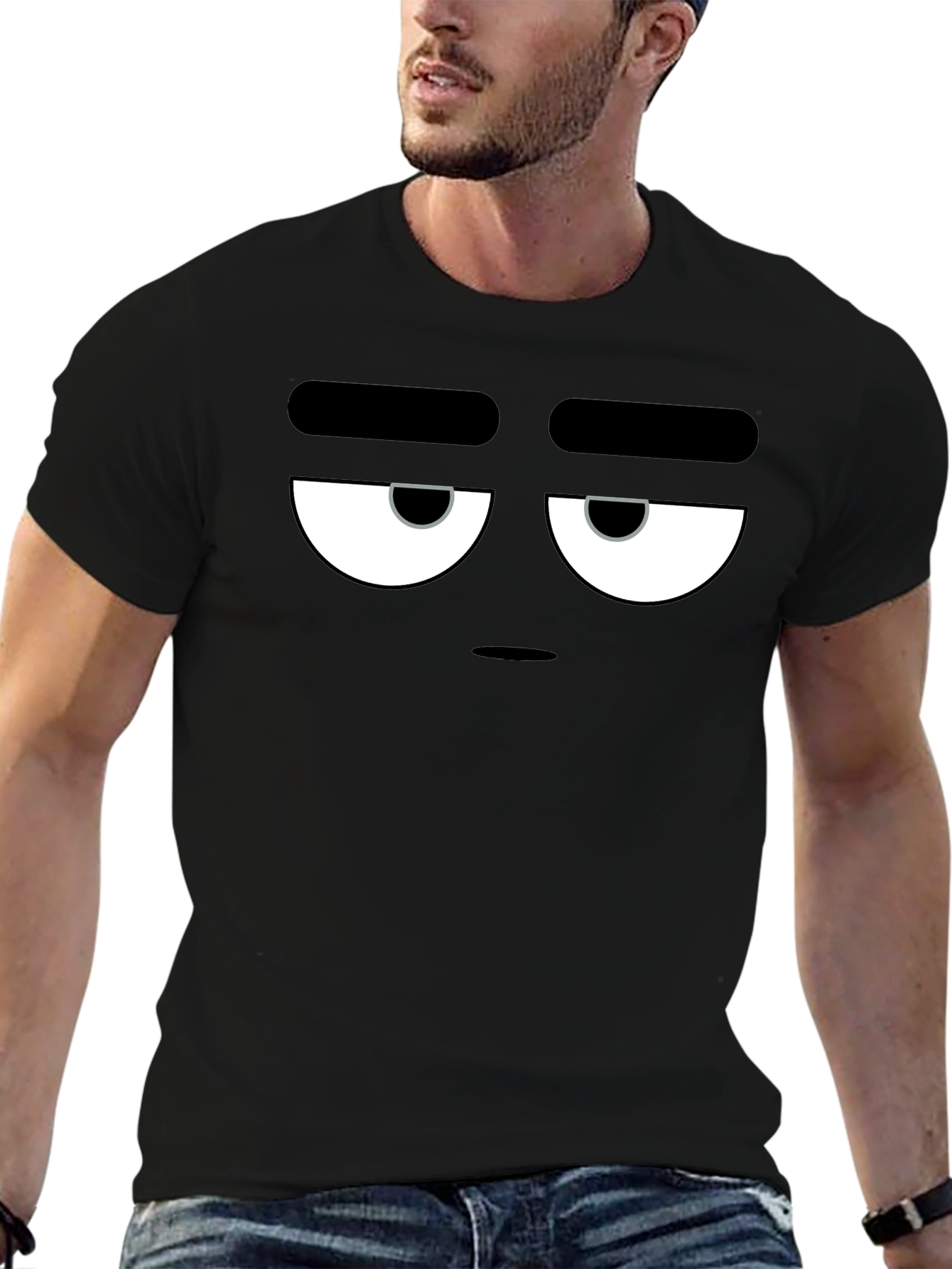 Grumpy Face Graphic Tee - Black