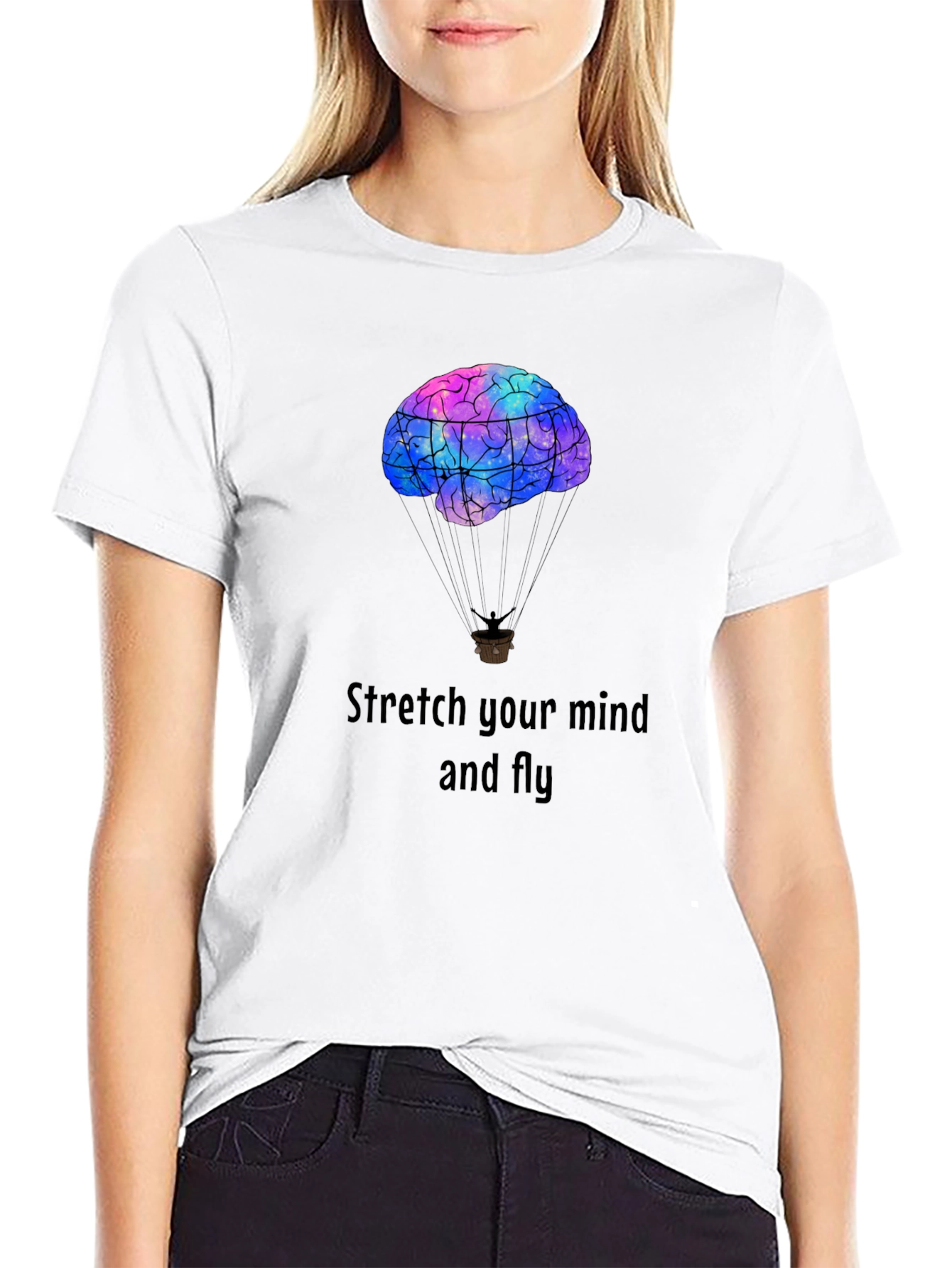 Stretch Your Mind Black Graphic T-Shirt