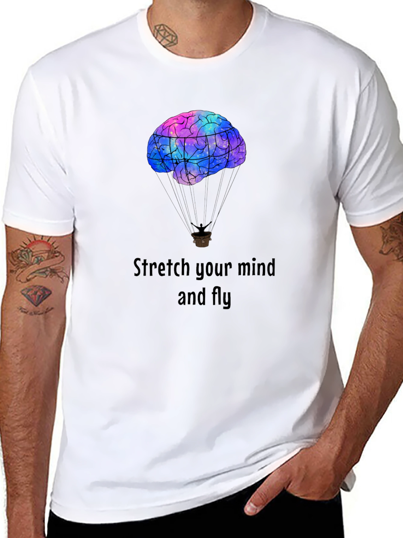 Stretch Your Mind Black Graphic T-Shirt