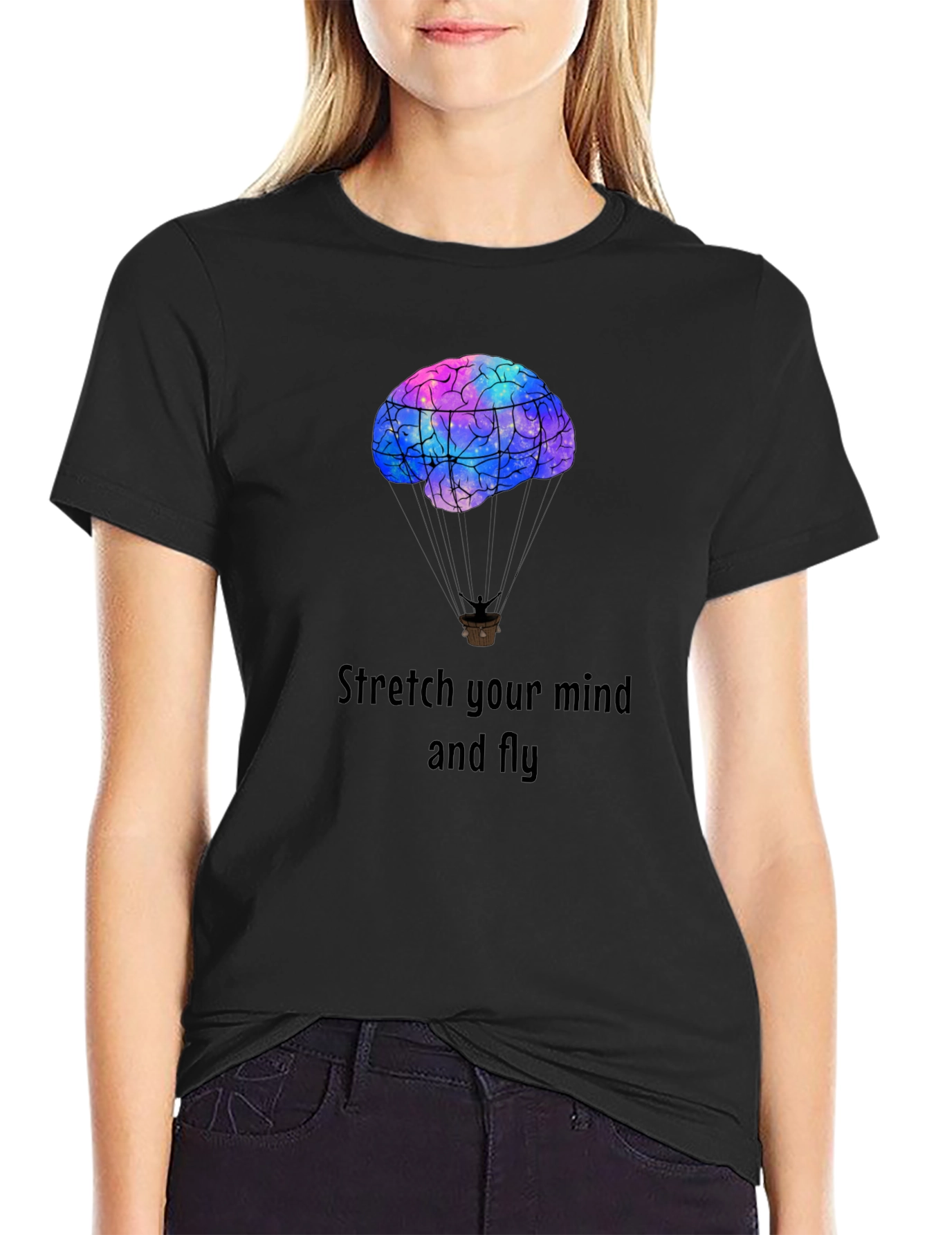 Stretch Your Mind Black Graphic T-Shirt