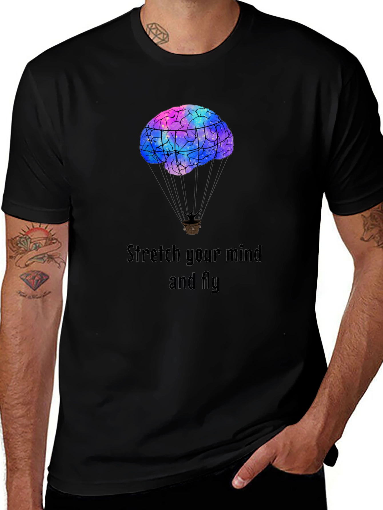 Stretch Your Mind Black Graphic T-Shirt