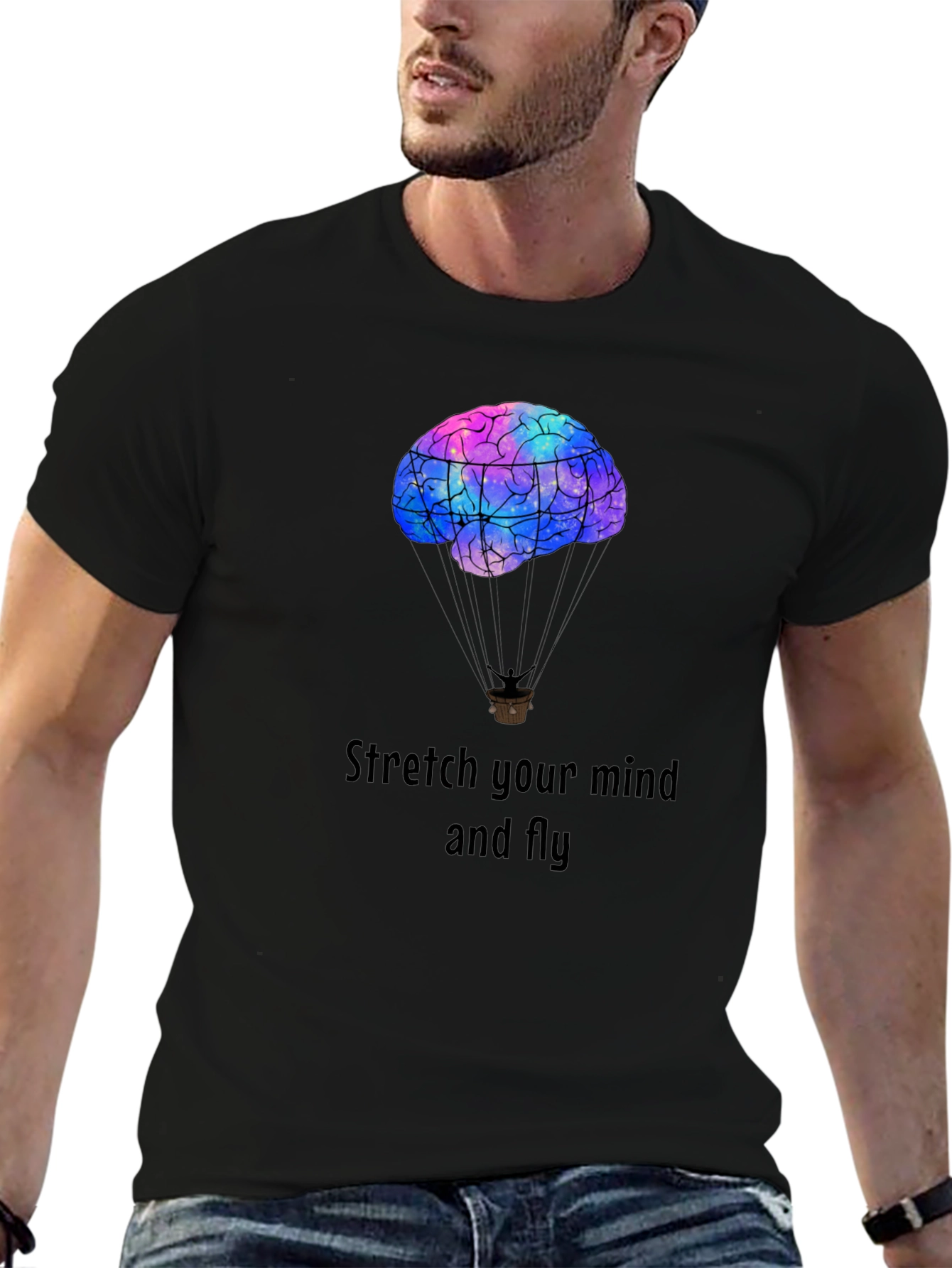 Stretch Your Mind Black Graphic T-Shirt
