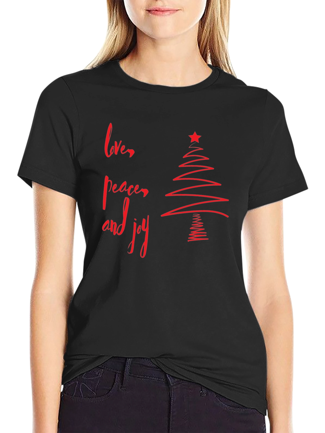 Love Peace Joy Christmas Tree Graphic Tee