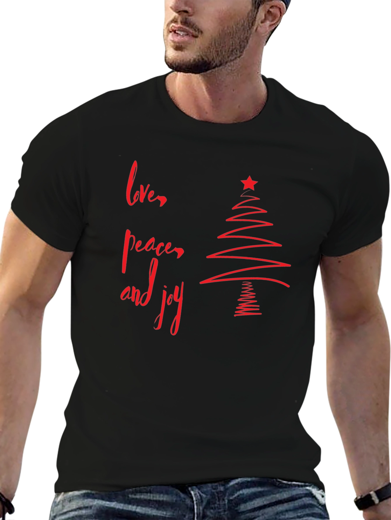 Love Peace Joy Christmas Tree Graphic Tee