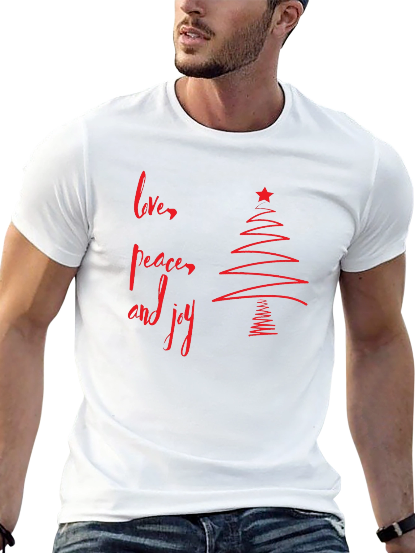 Love Peace Joy Christmas Tree Graphic Tee